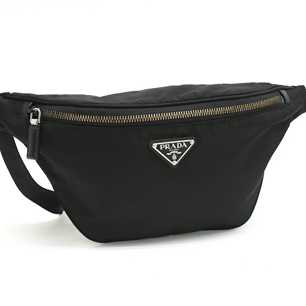 Prada Re Saffiano Leather Belt Bag TESSUTO Nero Black Triangle Plate